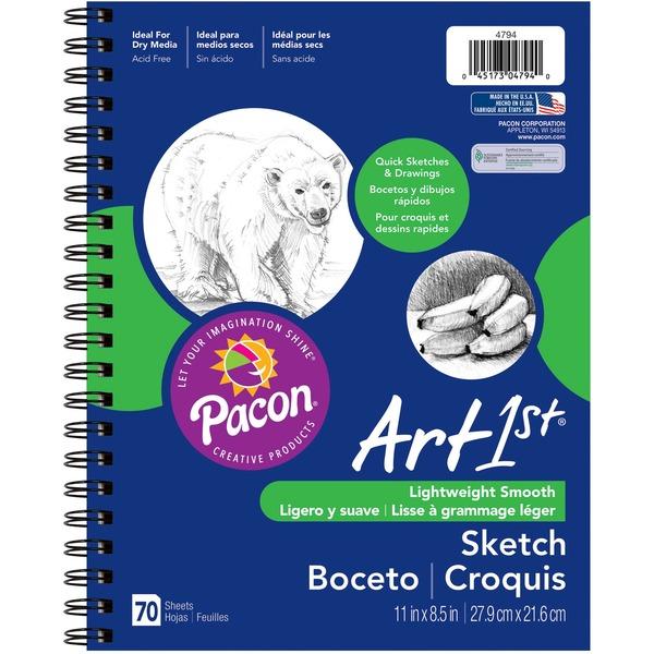 UCreate Art1st Sketch Diary - Letter - 70 Sheets - Plain - Spiral - 8 1/2