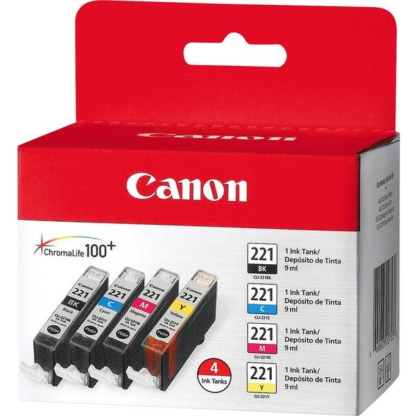 Canon CLI-221 Original Ink Cartridge - Inkjet - Assorted, Cyan, Magenta, Yellow - 4 / Pack