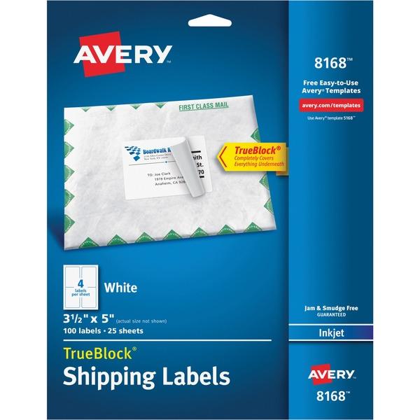 Avery® TrueBlock Shipping Labels - Sure Feed - Permanent Adhesive - 3 1/2