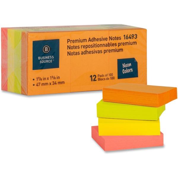 Business Source Premium Repostionable Adhesive Notes - 1.50