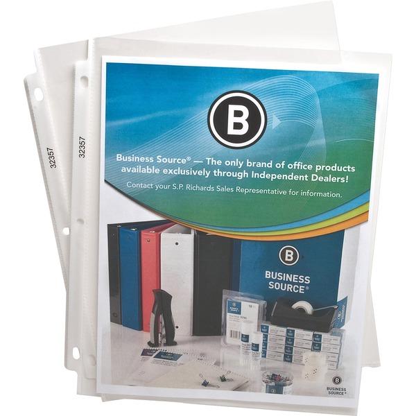  Business Source Top- Loading Poly Sheet Protectors - 2.4 Mil Thickness - For Letter 8 1/2 
