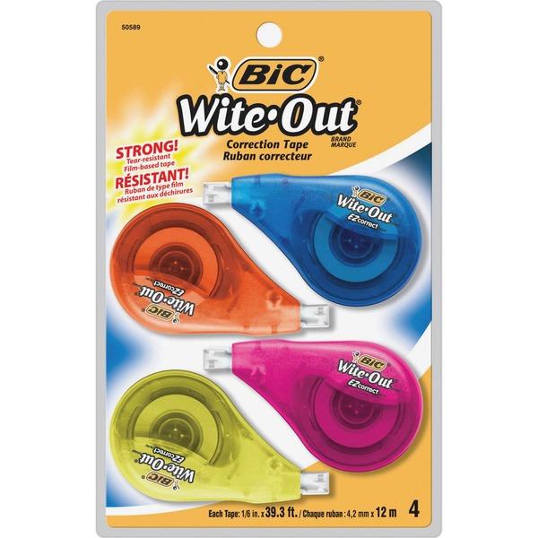 BIC Wite-Out EZ Correct Correction Tape - White Tape - 4 / Pack - White