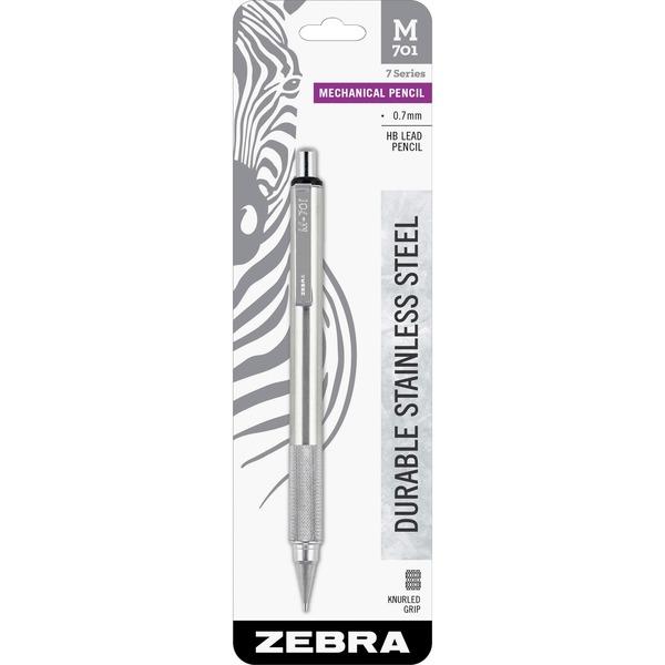 Zebra Pen M-701 Mechanical Pencil - 0.7 mm Lead Diameter - Refillable - Stainless Steel Barrel - 1 Each