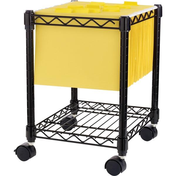 Lorell Compact Mobile Wire Filing Cart - 4 Casters - x 15.5