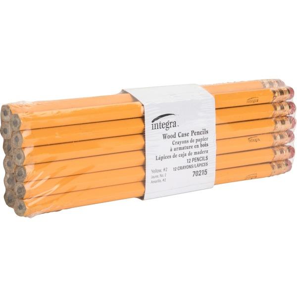 Integra Economy No. 2 Wood Case Pencil - #2 Lead - Yellow Wood Barrel - 12 / Dozen
