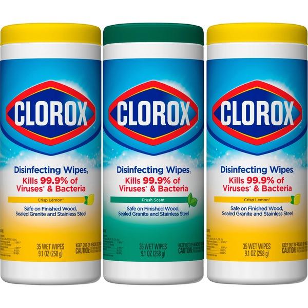 Clorox Disinfecting Wipes Value Pack - Ready-To-Use Wipe - Fresh, Citrus Blend Scent - 105 / Pack - White