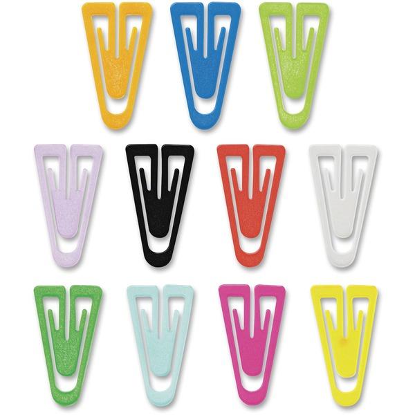 Gem Office Products Triangular Paper Clips - Medium - for Paper, File - Non-magnetic - 500 / Box - Assorted - Plastic