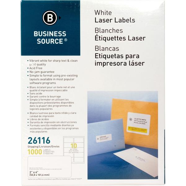 Business Source Bright White Premium-quality Shipping Labels - Permanent Adhesive - 2