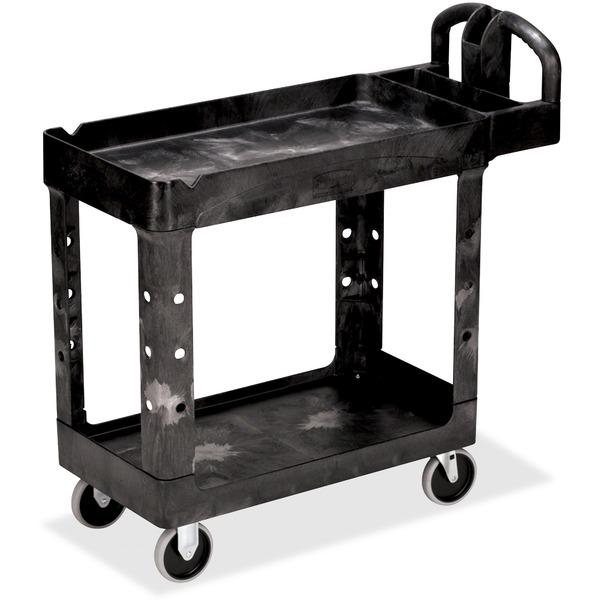 Rubbermaid Commercial HD 2-Shelf Utility Cart with Lipped Shelf (Small) - 2 Shelf - 500 lb Capacity - 4 Casters - 5