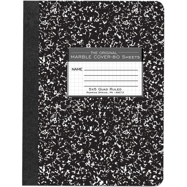 Roaring Spring 80 Sheet Quad Ruled Composition Notebooks - 80 Sheets - Sewn/Tapebound - 15 lb Basis Weight - 7 1/2