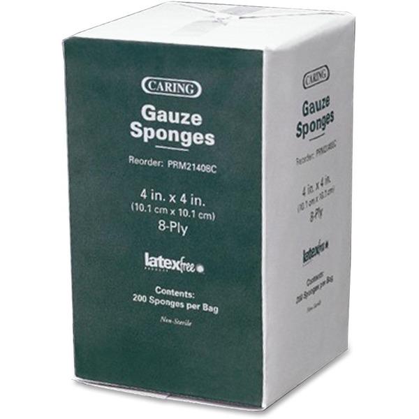 Caring Non-sterile Cotton Gauze Sponges - 8 Ply - 4