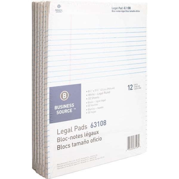 Business Source Micro-Perforated Legal Ruled Pads - 50 Sheets - 0.34