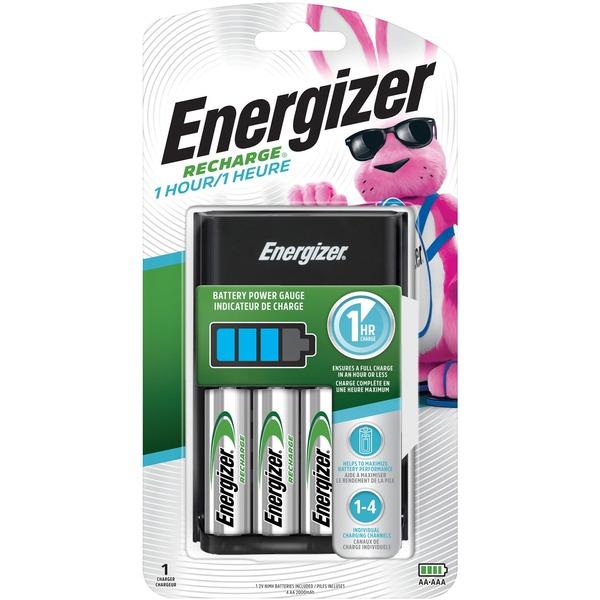 Energizer Recharge 1-Hour Charger for NiMH Rechargeable AA and AAA Batteries - 1 Hour Charging - 4 - AA, AAA