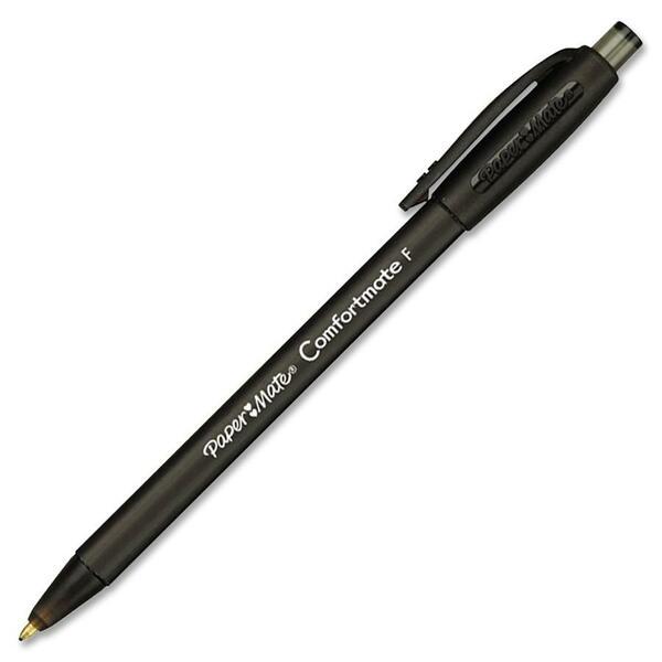 Paper Mate Comfort Mate Retractable Pens - Fine Pen Point - Retractable - Black - Rubber Barrel - 12 / Dozen
