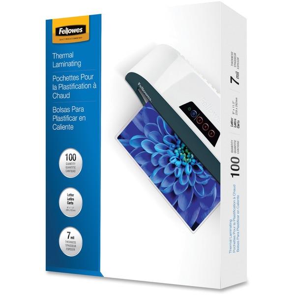 Fellowes Glossy Pouches - Letter, 7 mil, 100 pack - Sheet Size Supported: Letter - Laminating Pouch/Sheet Size: 9