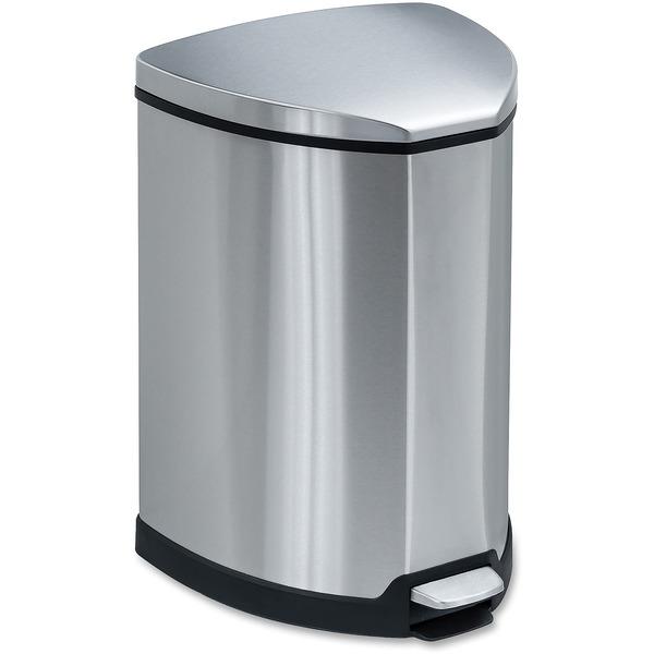 Safco Hands-free Step-on Stainless Receptacle - 4 gal Capacity - 20.5