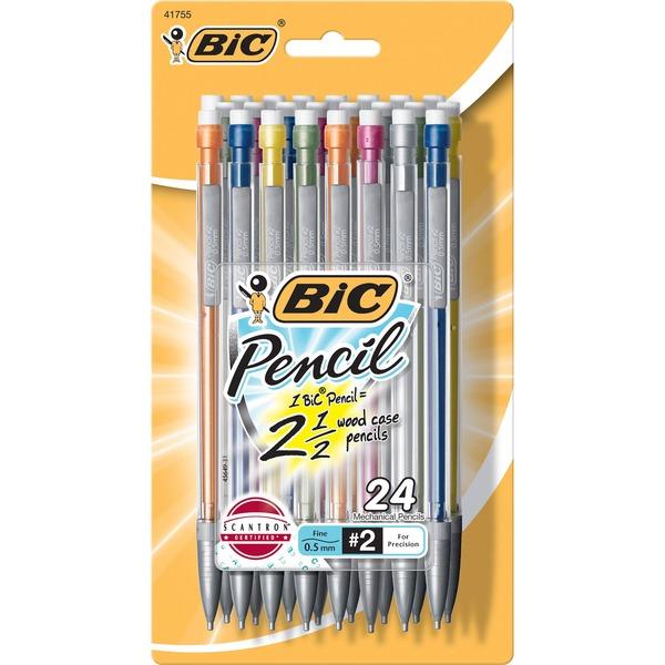  Bic Xtra- Precision Mechanical Pencils - # 2.5 Lead - 0.5 Mm Lead Diameter - Assorted Barrel - 24/Pack