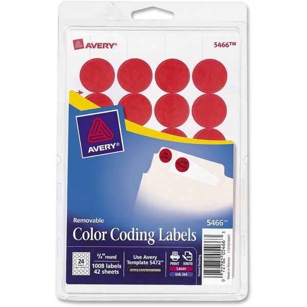 Avery® Color-Coding Labels - Removable Adhesive - 3/4