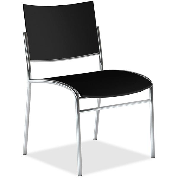 Mayline Escalate Stackable Chair - Black Seat - Four-legged Base - 4 / Carton