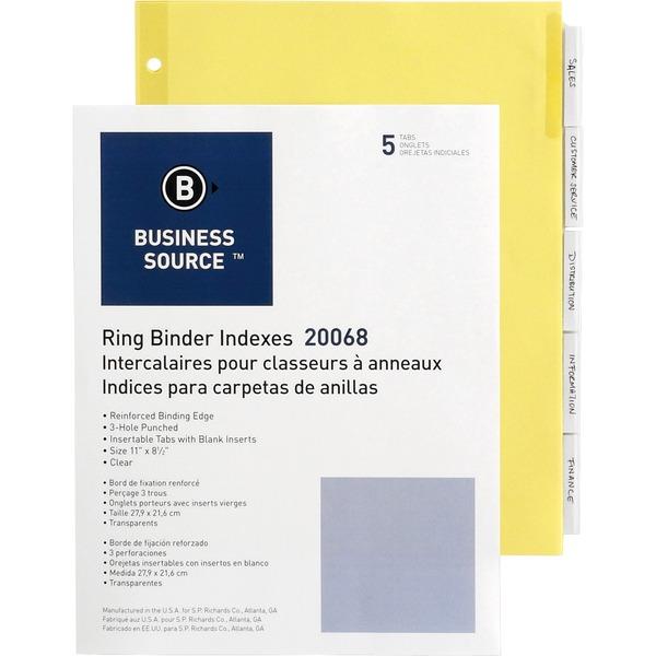 Business Source Buff Stock Ring Binder Indexes - 5 x Divider(s) - Blank Tab(s) - 5 Tab(s)/Set2