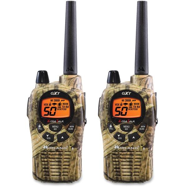 Midland GXT1050VP4 2-Way Pair - 50 Radio Channels - Upto 190080 ft - Auto Squelch, Keypad Lock, Silent Operation - Water Proof - AA