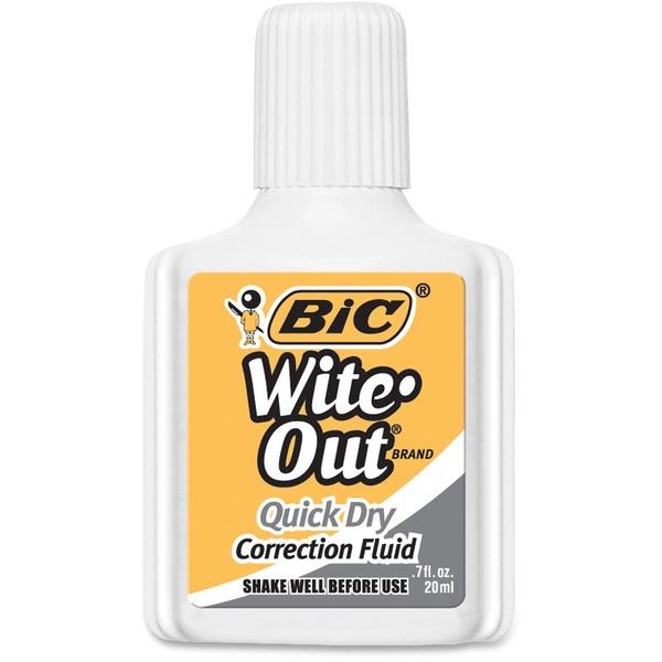 BIC Wite-Out Quick Dry Correction Fluid - Foam Brush Applicator - 0.68 fl oz - White - 1 / Pack