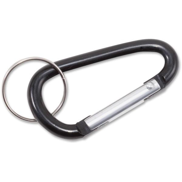 Advantus Split Key Ring Carabiner Key Ring - Aluminum - 10 / Pack - Black