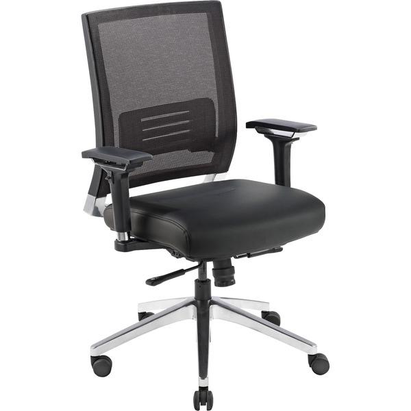 Lorell Lower Back Swivel Executive Chair - Black Leather Seat - 5-star Base - Black - 28.5