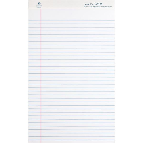 Business Source Micro - Perforated Legal Ruled Pads - Legal - 50 Sheets - 0.34