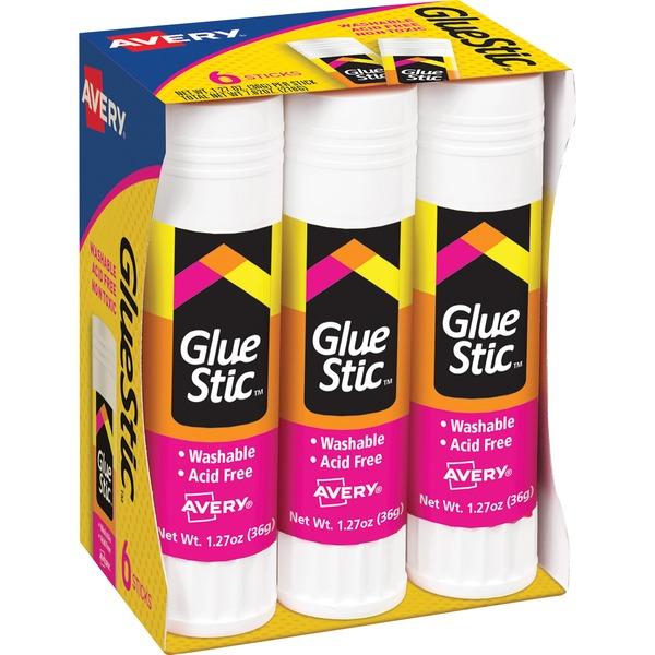 Avery® Glue Stic - Washable, Nontoxic - 1.27 oz - 6 / Pack - White