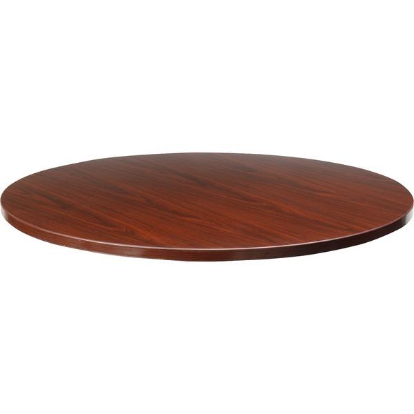Lorell Essentials Conference Table Top - Laminated Round, Mahogany Top - 41.38