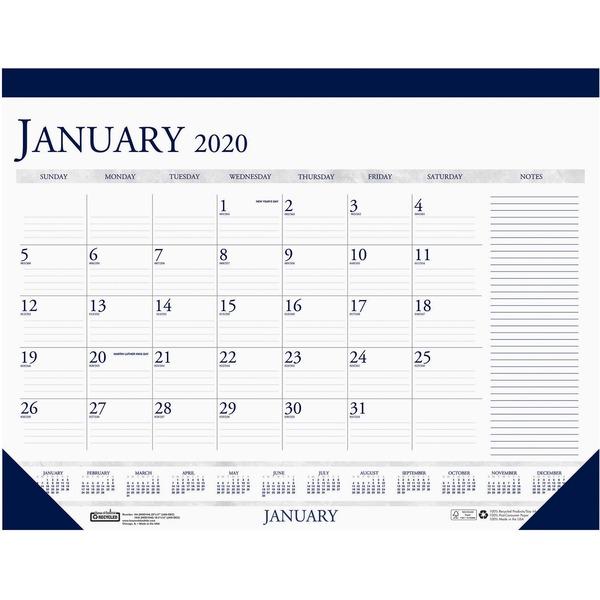 House of Doolittle Blue/Gray Print Monthly Desk Pad - Julian Dates - Monthly - 1 Year - January 2021 till December 2021 - 1 Month Single Page Layout - 22