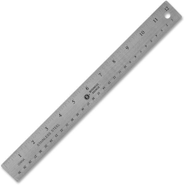 Business Source Nonskid Stainless Steel Ruler - 12
