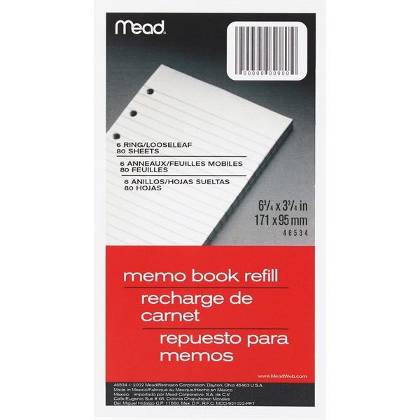 Mead Memo Book Refill Pages - 80 Sheets - 3 3/4