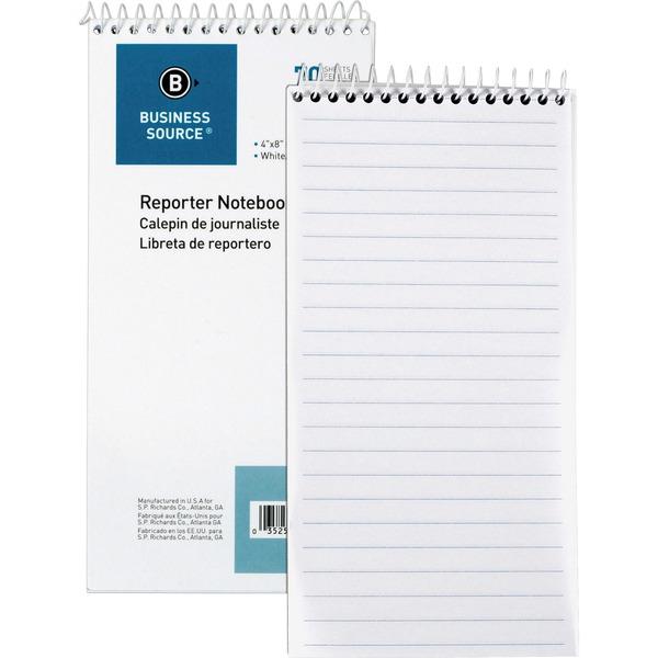 Business Source Coat Pocket-size Reporters Notebook - 70 Sheets - Spiral - 4