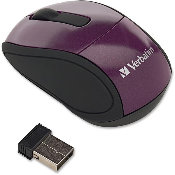 Verbatim Wireless Mini Travel Optical Mouse - Purple - Purple