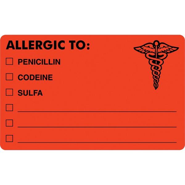 Tabbies ALLERGIC TO Medical Allergy Label - Permanent Adhesive - 4