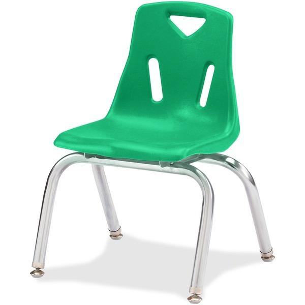 Jonti-Craft Berries Plastic Chairs with Chrome-Plated Legs - Green Polypropylene Seat - Steel Frame - Four-legged Base - Green - 16.5