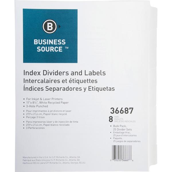Business Source Punched Laser Index Dividers - 8 Blank Tab(s) - 8.5