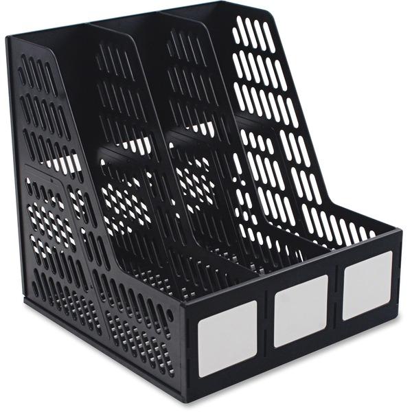 Advantus 3-compartment Magazine/Literature File - 3 Compartment(s) - Desktop - Black - Plastic - 1Each