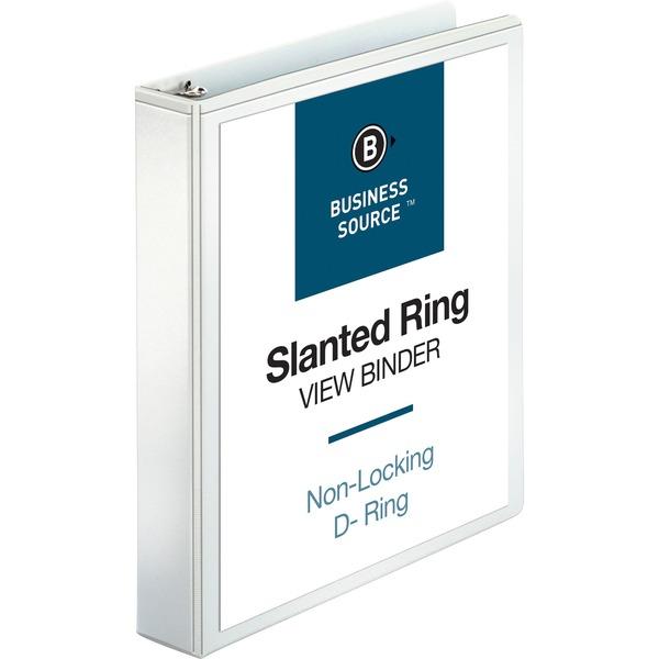 Business Source Basic D-Ring White View Binders - 1 1/2