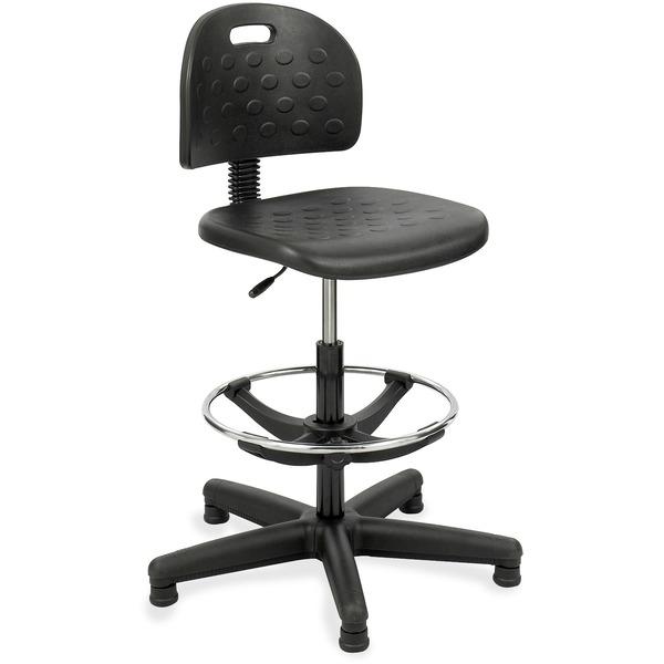 Safco Soft Tough Economy Workbench Drafting Chair - Black Foam, Polyurethane Seat - Foam Back - 5-star Base - Black - 18