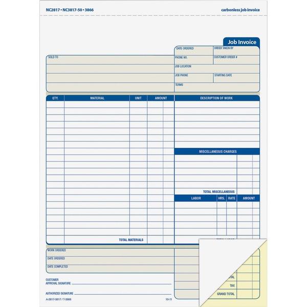 Adams Contractor Forms - 100 Sheet (S)- 2 Partcarbonless Copy - 8.50 