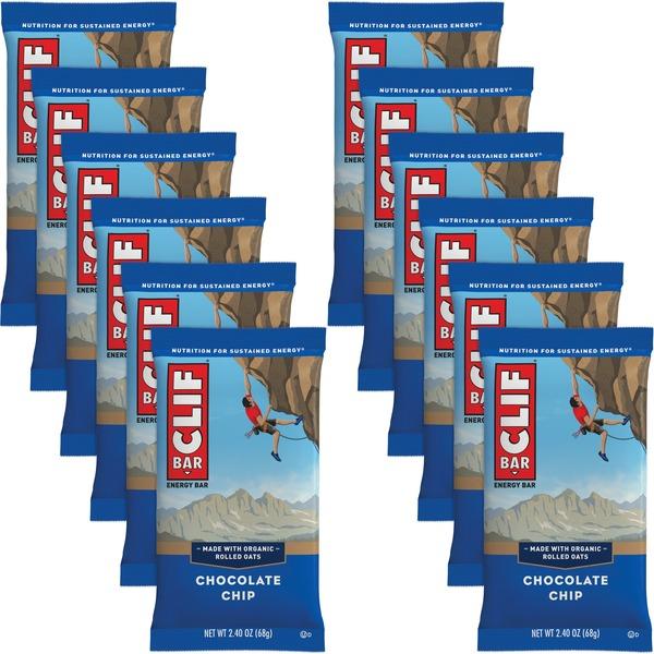 Clif Bar Chocolate Chip Energy Bar - Individually Wrapped - Chocolate Chip - 2.40 oz - 12 / Box
