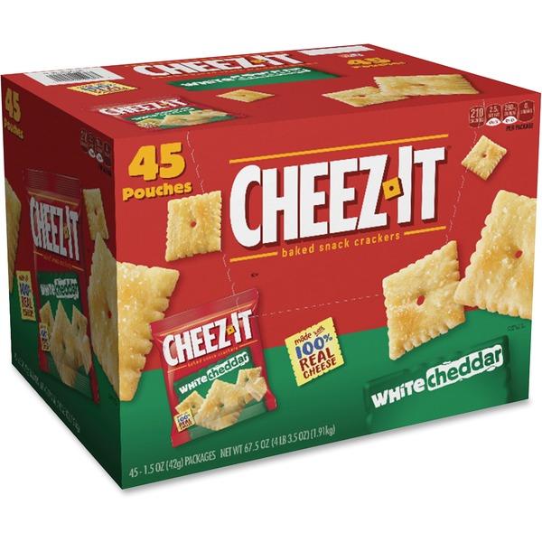 Cheez-It® White Cheddar Crackers - Individually Wrapped - White Cheddar - Bag - 1.50 oz - 45 / Carton