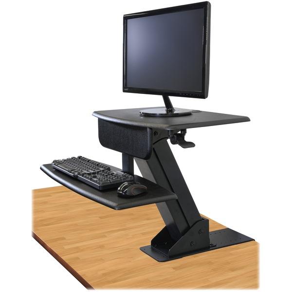 Kantek Desk Clamp On Sit To Stand Workstation Black - 25 lb Load Capacity - 21.5