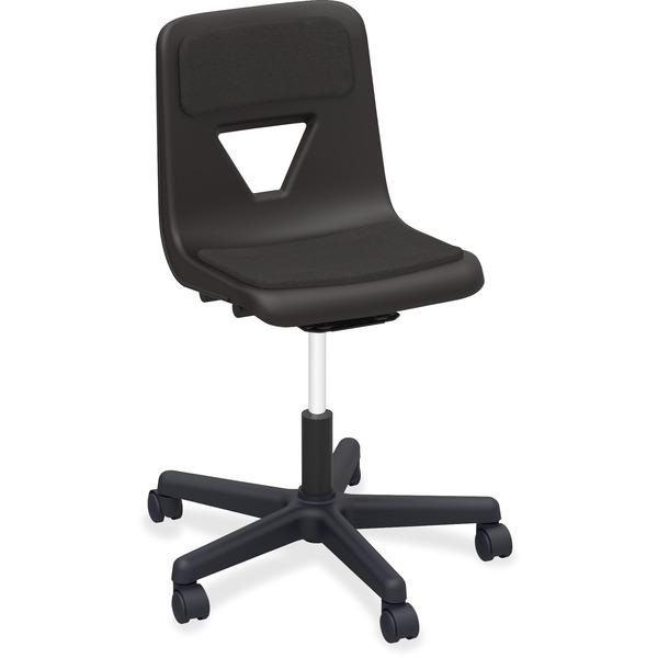 Lorell Classroom Adjustable Height Padded Mobile Task Chair - 5-star Base - Black - Polypropylene - 25