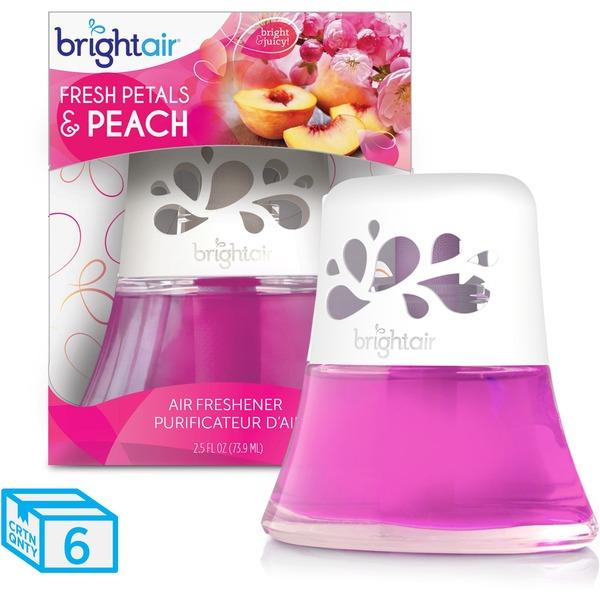 Bright Air Fresh Peach Scented Oil Air Freshener - Oil - 2.5 fl oz (0.1 quart) - Peach - 45 Day - 6 / Carton - Long Lasting