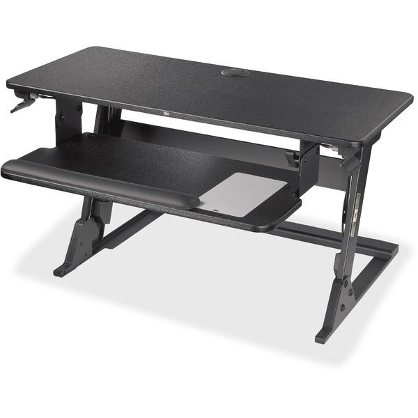 3M Precision Standing Desk - Holds up to 35 lb Load Capacity - 29.2 in x 22.2 in Footprint, Fits 24 in Deep Desk - Medium Density Fiberboard (MDF), Steel - Black
