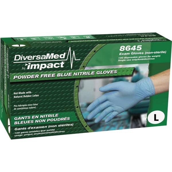ProGuard Disposable Nitrile Powder Free Exam - Large Size - Nitrile - Blue - Beaded Cuff, Textured Grip, Powder-free, Ambidextrous, Disposable - For Dental, Medical, Food, Laboratory Application - 100